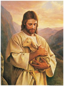 Jesus Christ holding a lamb.