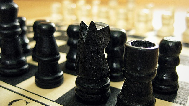 Chess board with pieces