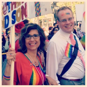Diane Oviatt marches in Pride Parade to support LGBT youth.