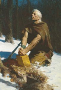 Moroni Hides the Plates in the Hill Cumorah (Moroni Burying the Plates) by Tom Lovell via lds.org © intellectual reserve